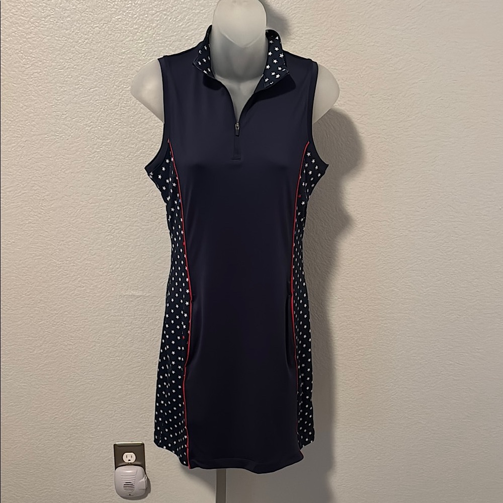 Lady Hagen Navy and White Polka Dot Dress (new no tag)